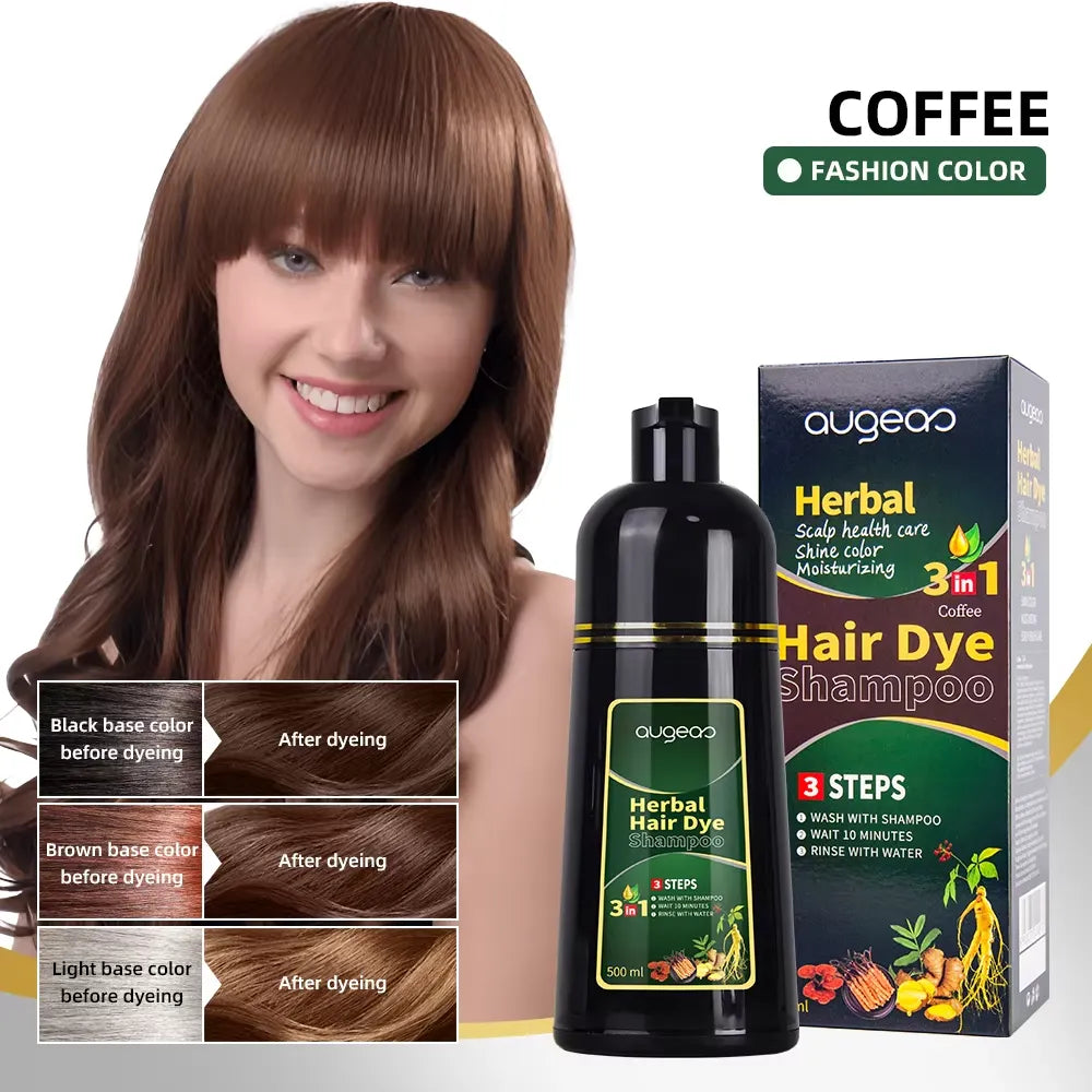 AUGEAS 3-in-1 Herbal Hair Coffee Color Shampoo – 500ml