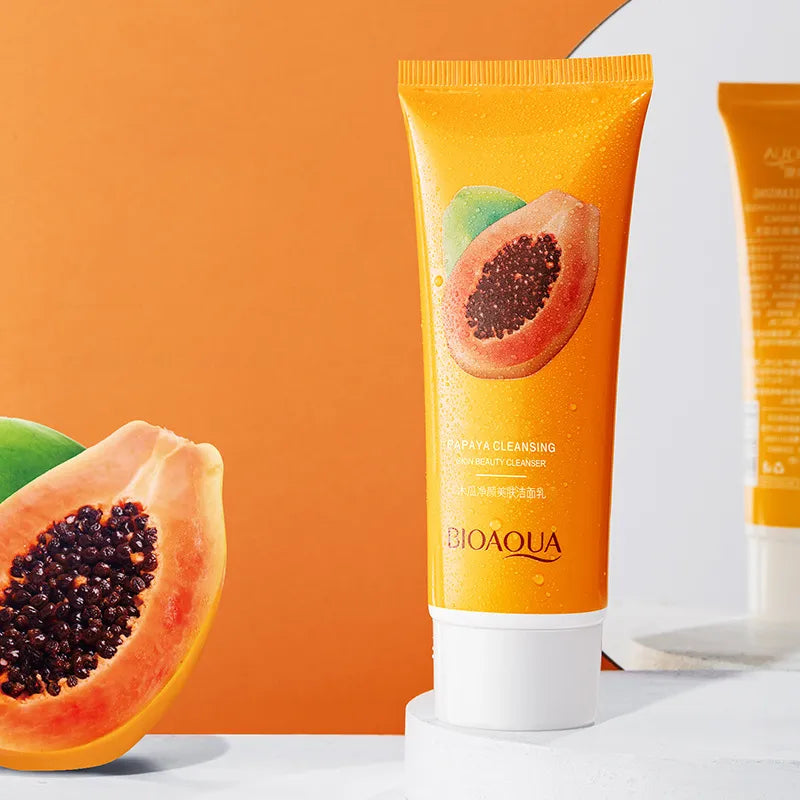 BIOAQUA Papaya Face Wash Moisturizing Shrink Pore Face Wash Foam Facial Cleanser - 100g