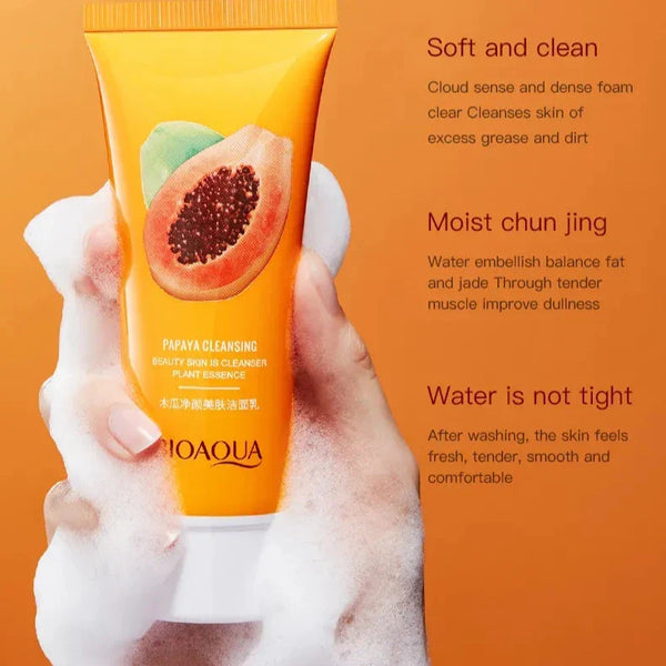BIOAQUA Papaya Face Wash Moisturizing Shrink Pore Face Wash Foam Facial Cleanser - 100g