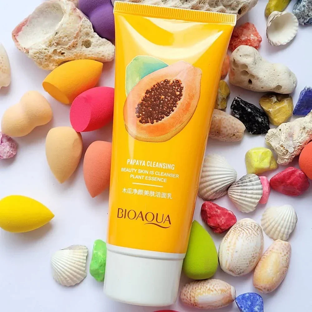BIOAQUA Papaya Face Wash Moisturizing Shrink Pore Face Wash Foam Facial Cleanser - 100g