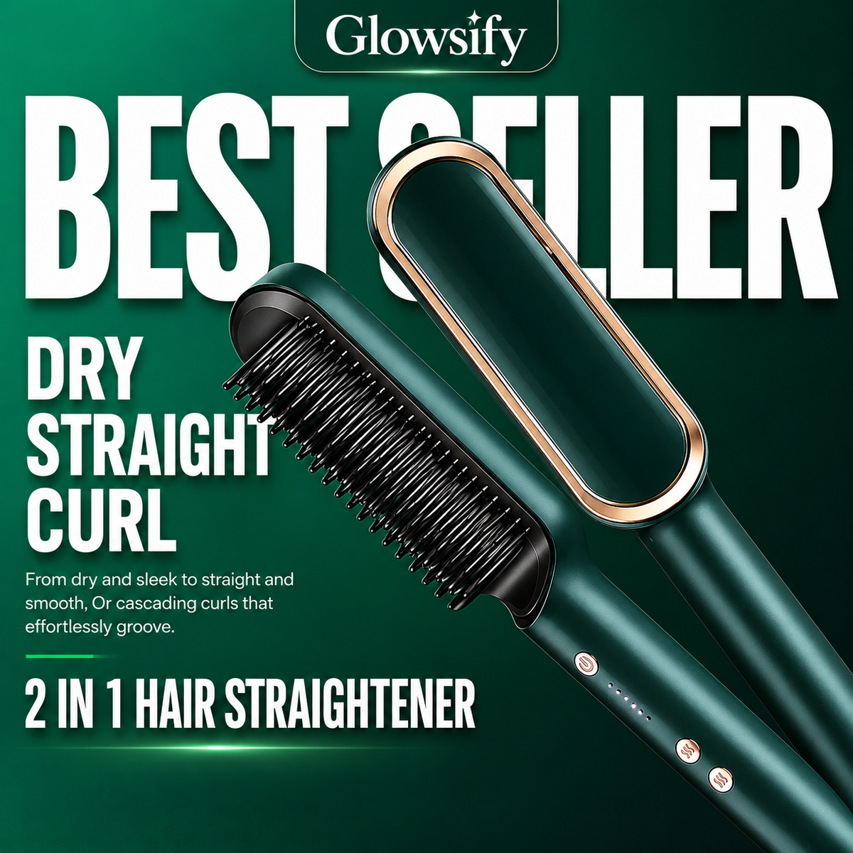 2 in 1 Hair Straightener Brush And Styling Comb